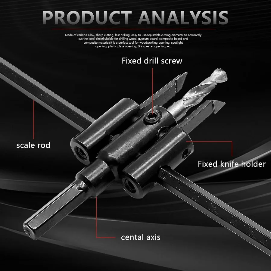 13 16 to 77 8 Adjustable Hole Saw Circle Hole Cutter Drill Bit for Woodworking and Drywall Installation Heavy Duty Round Cuttin