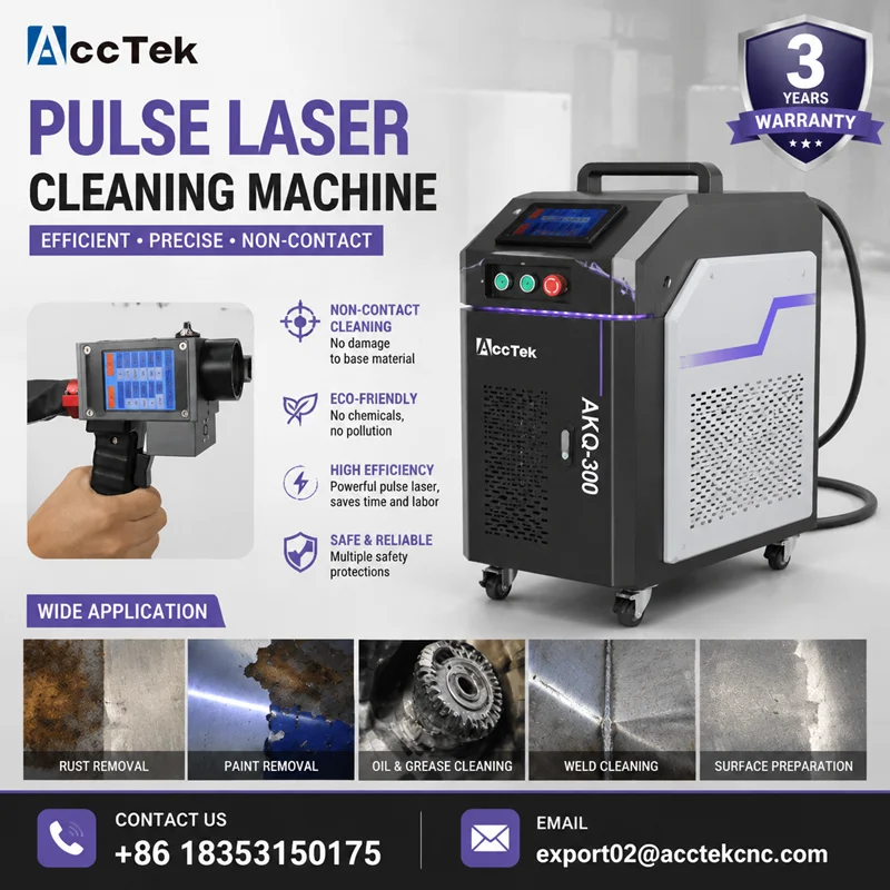 ACCTEK Mini Mopa Laser Cleaning Metal Rust Paint Corrosion 200w 300w 500w 1000w Pulsed Laser Cleaning Machine for Wood Stone
