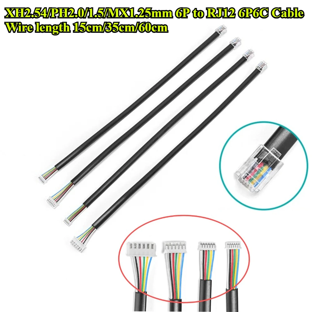 RJ12 Cable 6P6C To XH2.54/PH2.0/1.5/MX1.25mm 6P Modular Plug 6 Cores RJ45 Ethernet Connection Cable Adapter Length 15/35/60CM