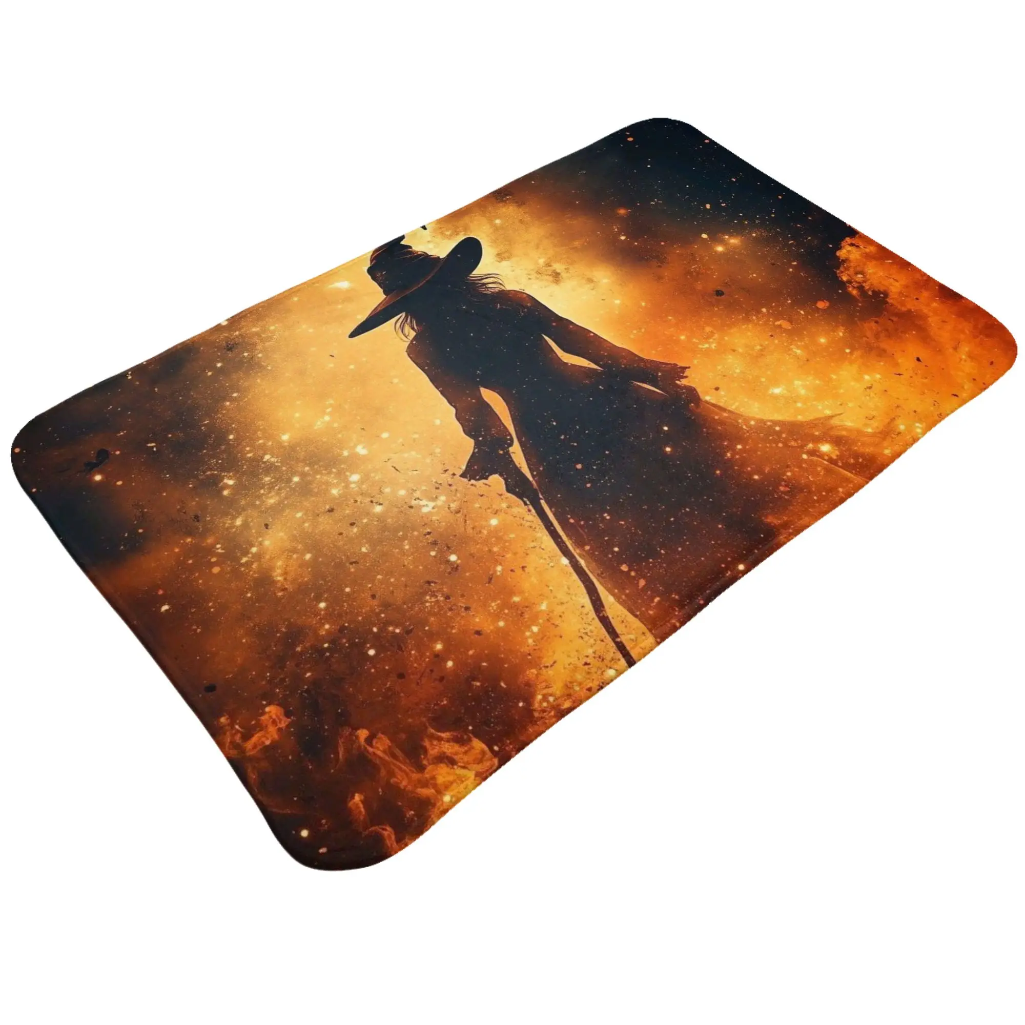 Witch Pumpkin Fire Halloween Art Non-slip Doormat Bath Mat  Entrance Indoor Home Decorative