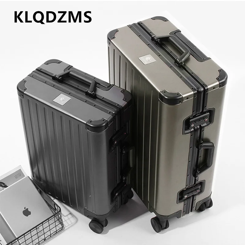 

KLQDZMS 20"24"26"28Inch Men's Suitcase All Aluminum Magnesium Alloy Boarding Box Business Trolley Case Women's Cabin Luggage