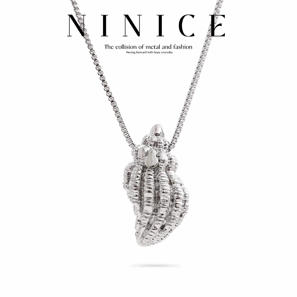NiNice Stainless Steel Conch Shell Pearl Pendant Necklace Ocean Style Beach Style Fashion Design Jewelry Gift