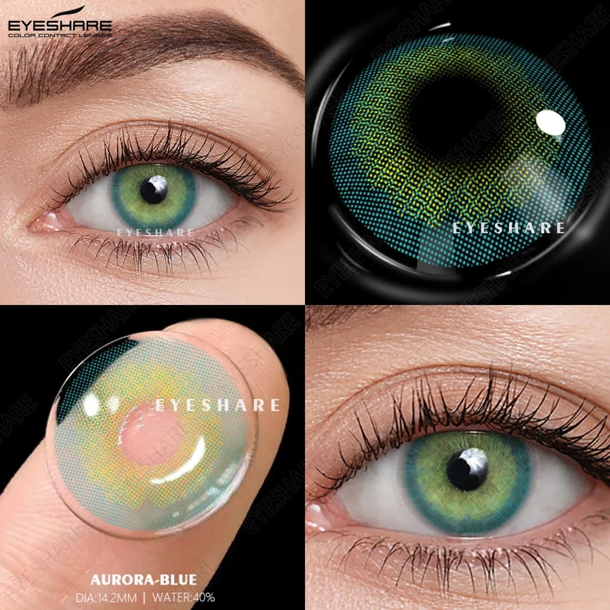 EYESHARE 1pair Color Contact Lenses for Eyes Aurora Blue Green Colored Lenses Yearly Beauty Makeup forEyes Cosmetic Contact Lens