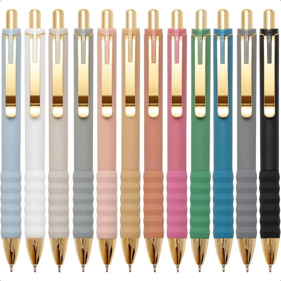 

Ballpoint Pens Black Medium Point 1mm with er Soft Grip Ball Point Pen for Men Women Retractable style2 12 pcs