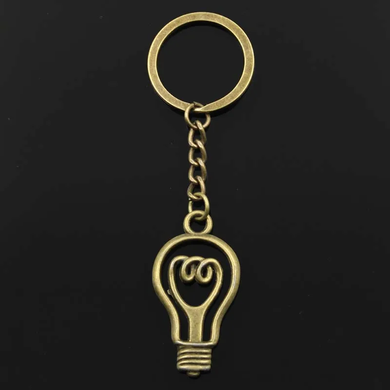 Fashion Lightbulb Bulb 46x24mm Pendant 30mm Key Ring Chain Bronze Silver Color Men Car Gift Souvenirs Keychain Dropshipping