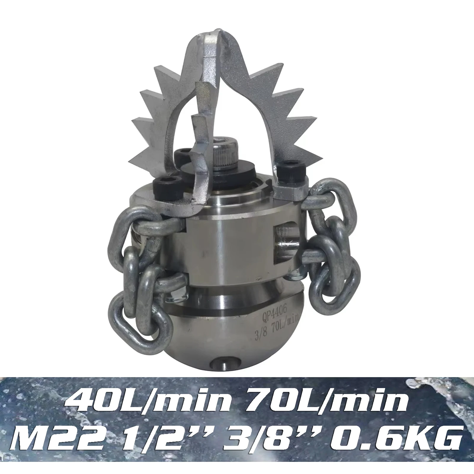 Dredging nozzle high-pressure dredging rotary nozzle M22 1/2 '' 3/8 '' 40L/min 70L/min 0.6KG grade