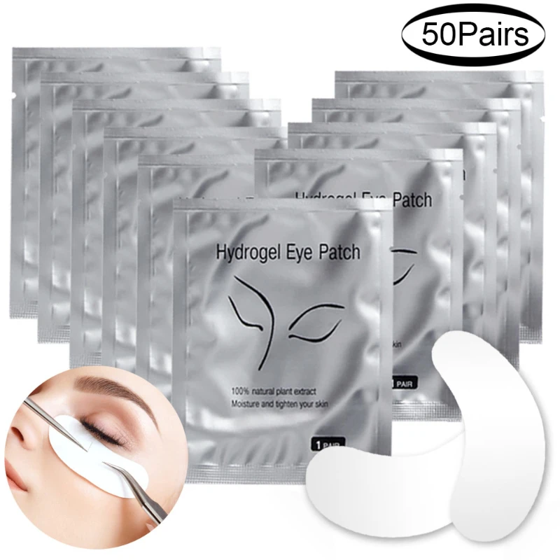 Patchs autocollants pour les yeux, 50 paires, tampon pour les yeux, isolation, élimination de l'hydrogel, extension de cils, outils de maquillage