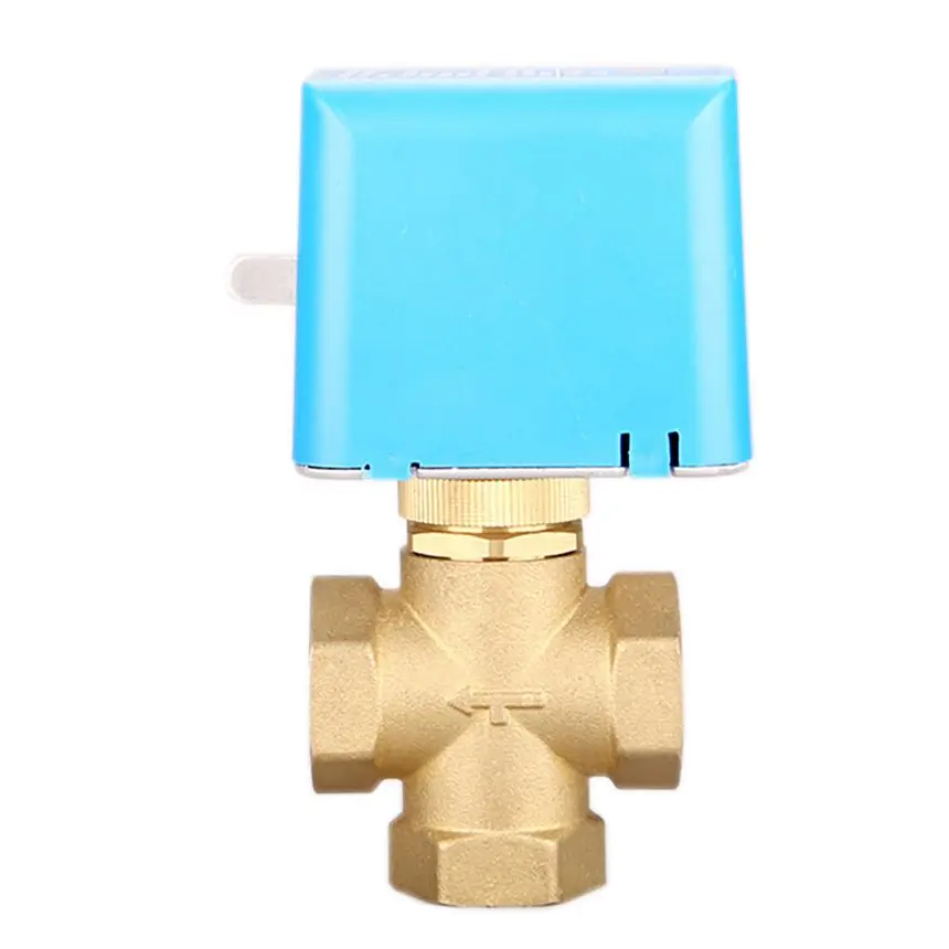 

3/4" Motorized Electric Brass Globe Valves 2 Wire AC220V Three Way Stop Shut-off Valve