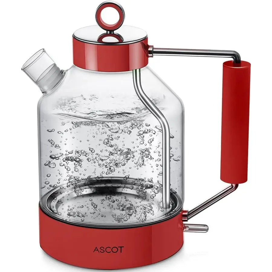 

Kettle, Glass Electric Tea Kettle 1.5L 1500W Retro Tea Heater amp Hot Water Boiler, No Plastic, BPAFree, Cordless, with Auto Shu