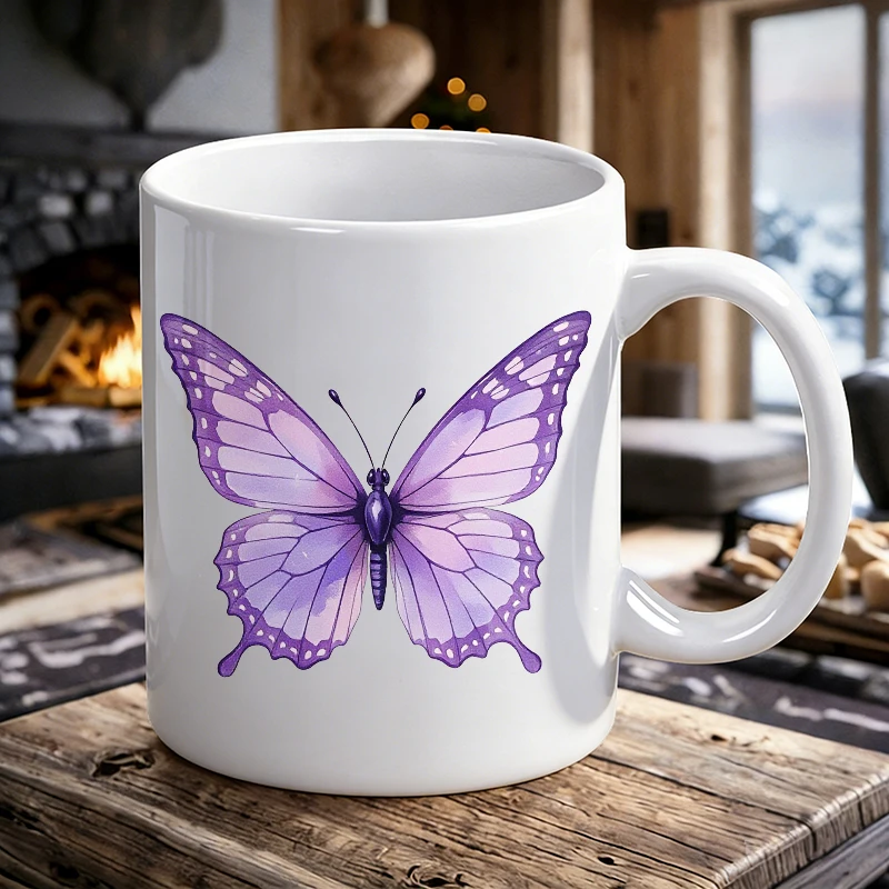 

Dreamy purple butterfly ceramic cup, coffee cup, milk cup, office tea cup, drinking cup, does not fade, a gift for friends