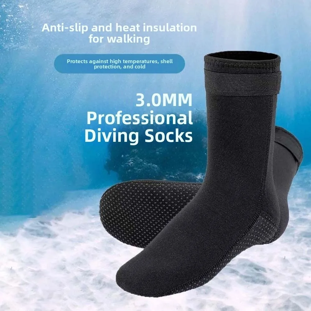 

1pair Water Sports 3MM Black Diving Socks Long Tube Adult Diving Surfing Boots Non-slip 38-46 Neoprene Water Socks Kayaking