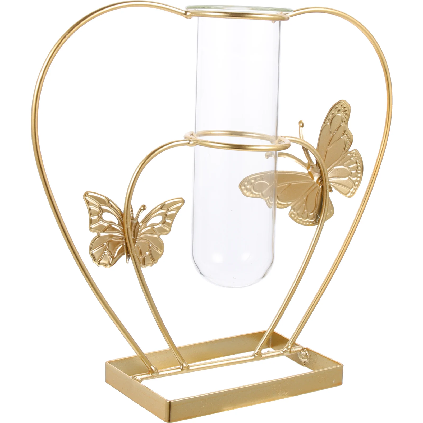 

Simple Metal Glass Flower Vase Decorative Desktop Ornament Hydroponic Planter Home Wedding Table Decor Metal Flower Vase