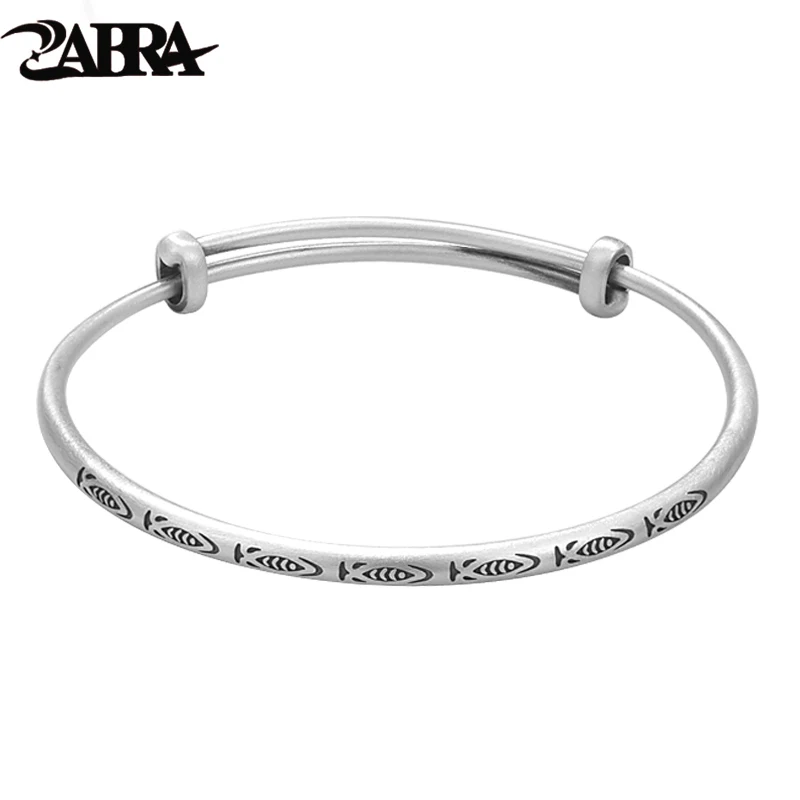 ZABRA 9999 Sterling Silver Koi Bracelet Women's Vintage Forest Series Foot Silver Sliding Bracelet Valentine's Day Gift