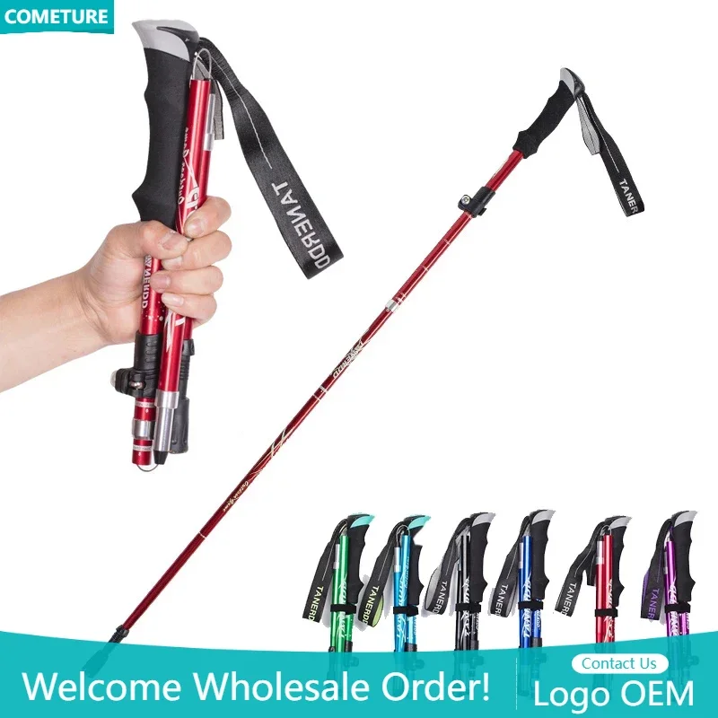 

Outdoor 5 Section Fold Trekking Poles Nordic Walking Poles Extralight Adjustable Hiking Stick For Elderly Stick Walking