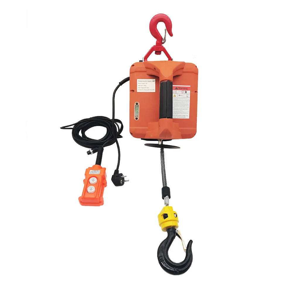 220V/110V 500KG Load Portable Electric Winch Traction Hoist Small Crane Home Decoration Crane Hoist Lifting Tool