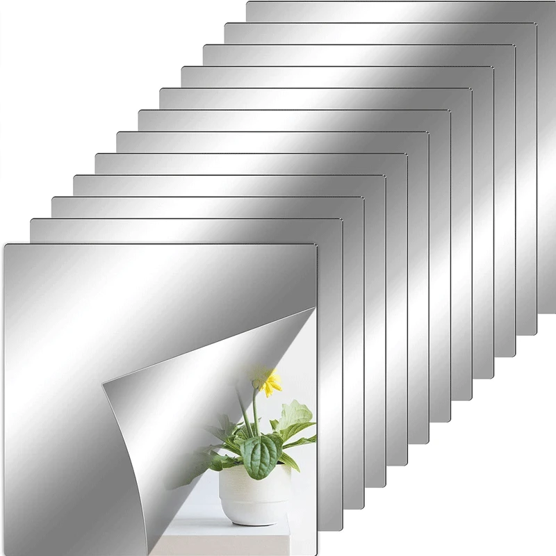 8/12pcs samoprzylepne płyty lustrzane elastyczne lustra bez szkła zdejmowane naklejki ścienne z efektem lustra domu sypialnia 3D dekoracja ścienna