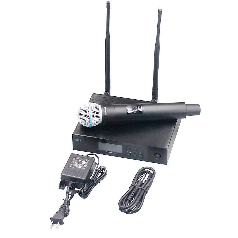 QLXD4/BETA58A/SM 58 Professional Dynamic Wireless Microphone System Rechargeable UHF True Diversity Wireless Microphone