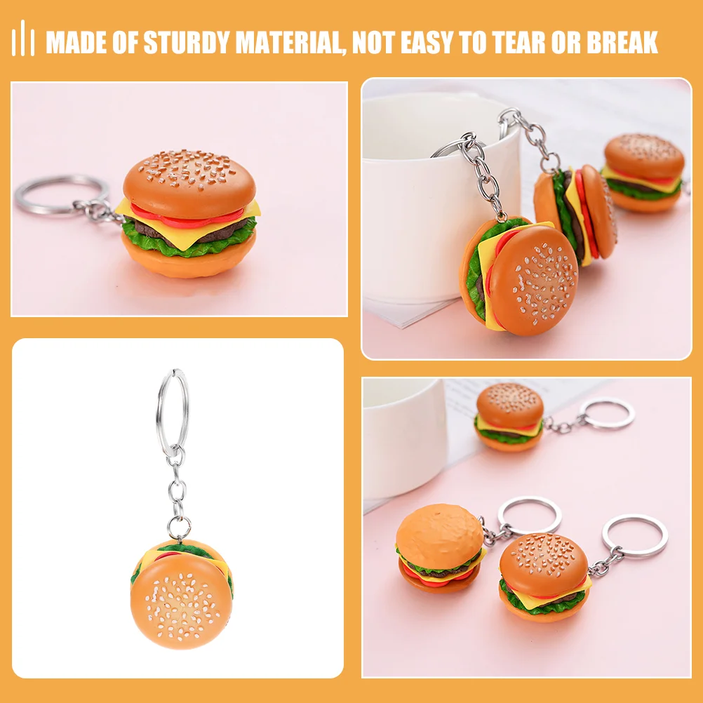 Hamburger Keychain Keychains Lovely Simulation Food Keyring Pendants Cartoon Charm Charms Hanging