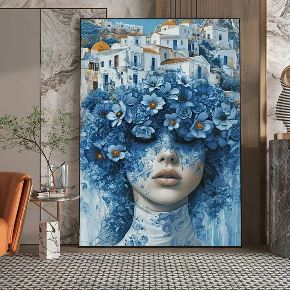 Colorful Fashion Mystical Floral Woman Canvas Painting Modern Wall Art Woman Character Posters Prints Living Room Home Decor