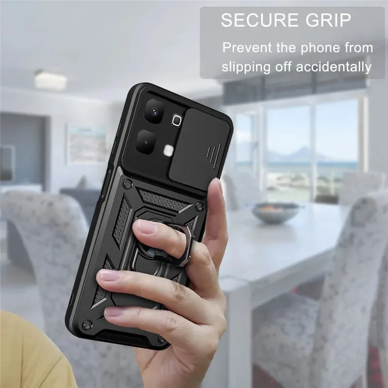 

Slide Window Case For Infinix Note 60 Pro 5G Magnetic Ring Armor Hard Silicone Cover For Infinix Note 60 Pro 5G Anti-Strop Shell