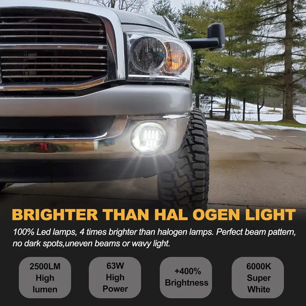 مصابيح ضباب LED لامعة مزدوجة اللون محسنة لـ 2002-2008 دودج رام 1500، 2003-2009 رام 2500/3500، 2004-2006 دورانجو (السائق و Pas) #3