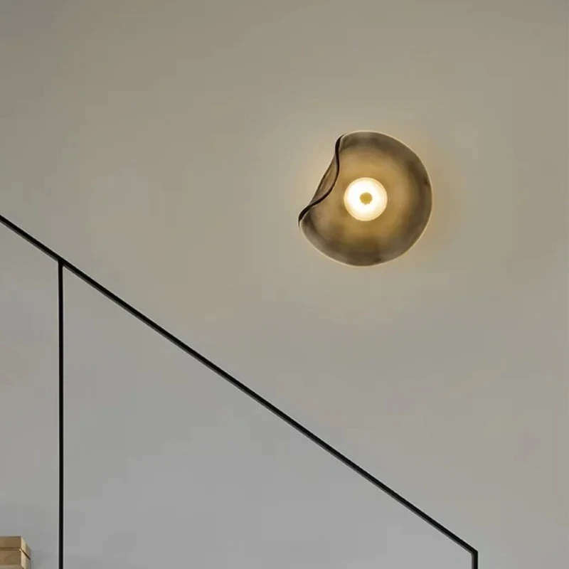 SANDYHA Nordic Circular Glass Wall Lamp Irregular Design Led Light Living Room Aisle Bedroom Decoration Study Lighting Fixtures