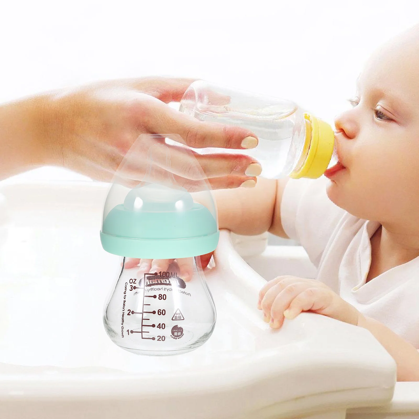 Baby Glass Feeding Bottle Pacifier Infant Bottles for Newborn Babies Breastfed Milk