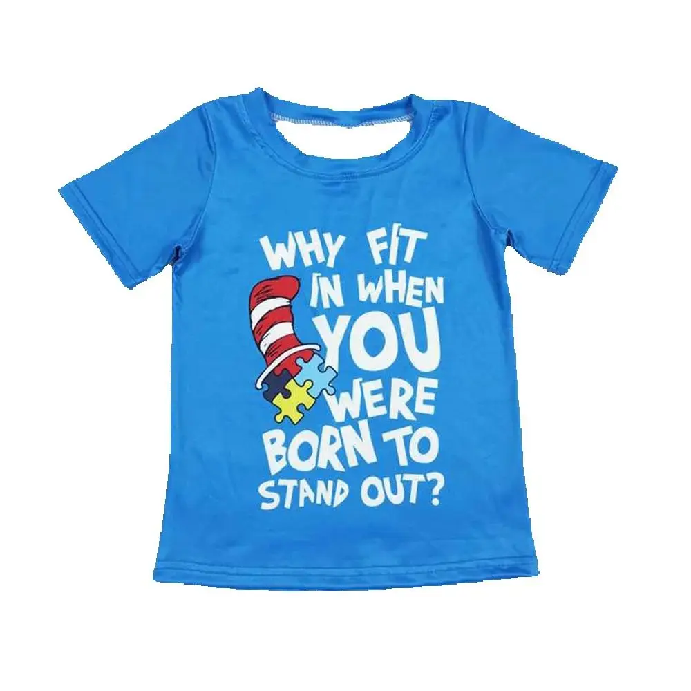 BT0479 toddler boy clothes dr.seuss blue boy tshirt top