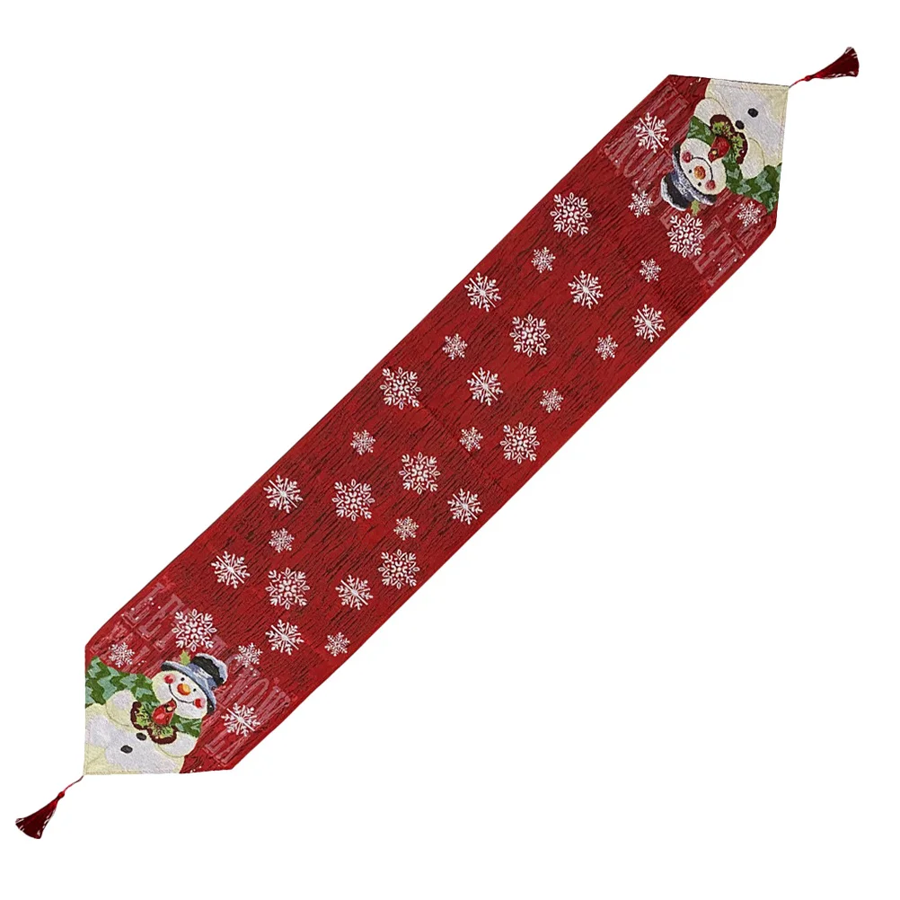 

1pc Christmas Snowman Runner Xmas Party Cloth For Home Dining Decor Festive Holiday Table Cover Xmas Theme Table Mat
