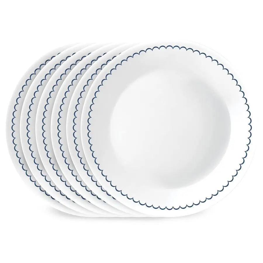 

6Piece 8.5 Lunch Round Plates, Vitrelle Triple Layer Glass, Lightweight Round Plates, Salad Plates, Chip and Scratch Resistant,