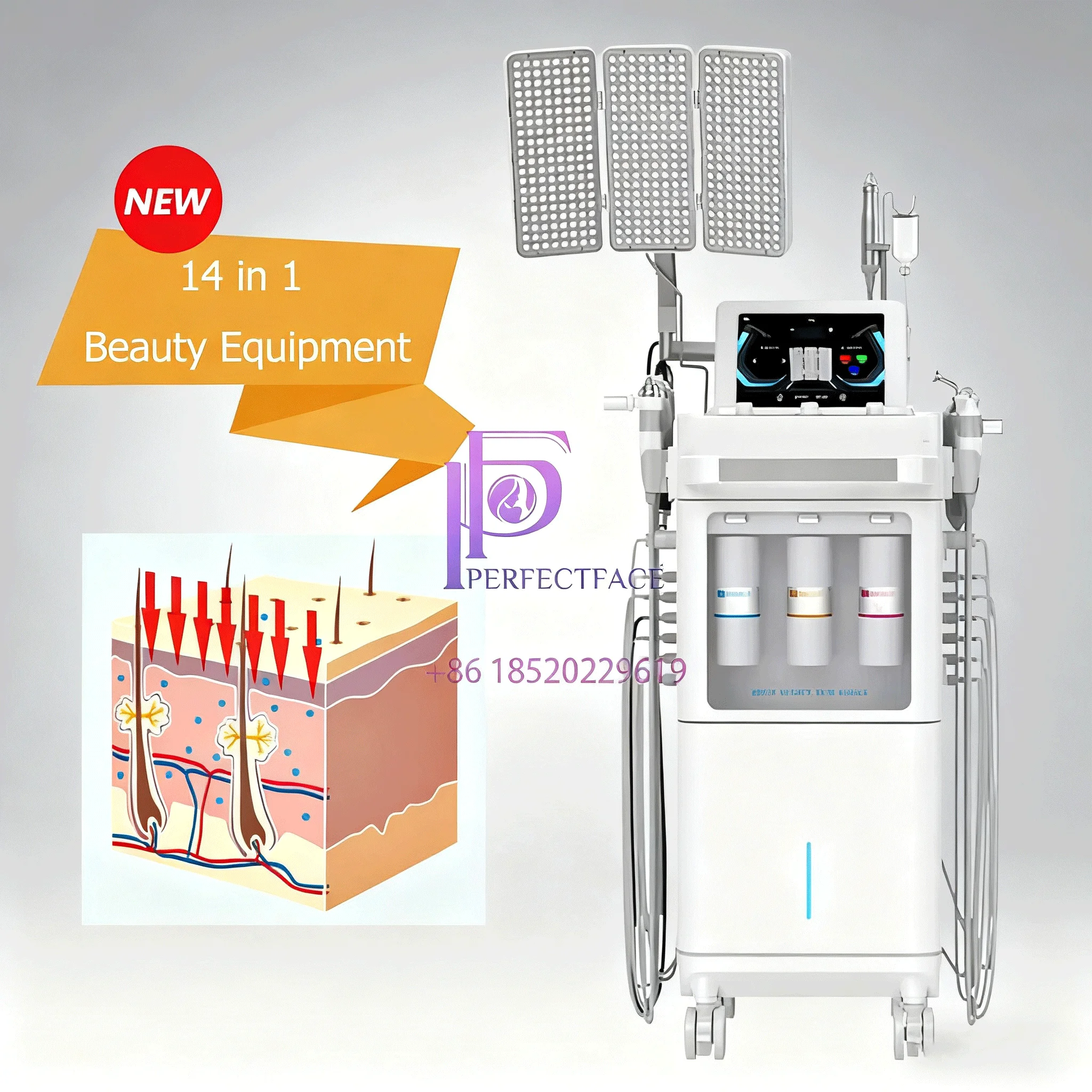 

Hydro Dermabrasion Device Facial Equipment Deep Cleansing Oxygen Infusion Rejuvenation Salon Home Use