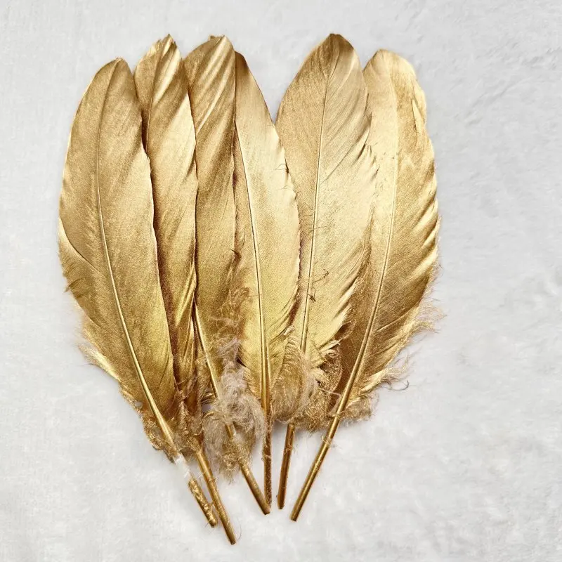 50pcs Goose Feathers Gold Silver Plume Craft Natural DIY Plumas Jewelry  Wedding Party Hats Home Decoration Accessories