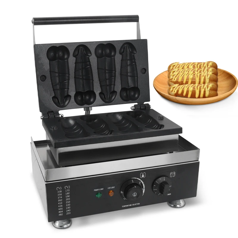 Macchina per Waffle a forma di Hot Dog per pene elettrico commerciale per Waffle per pene