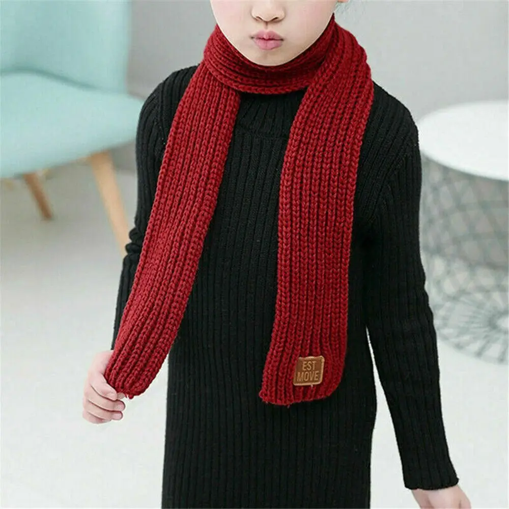 Fashion Warm Scarf Thick Soft Neck Warmer Winter Outdoor Knitted Scarf Boys Girls