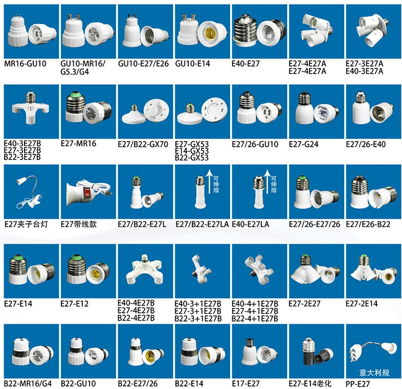 1pcs European EU to E27 LED Bulb Adapter 2EU Plug Converter Base Lamp Holder Screw Light Socket White