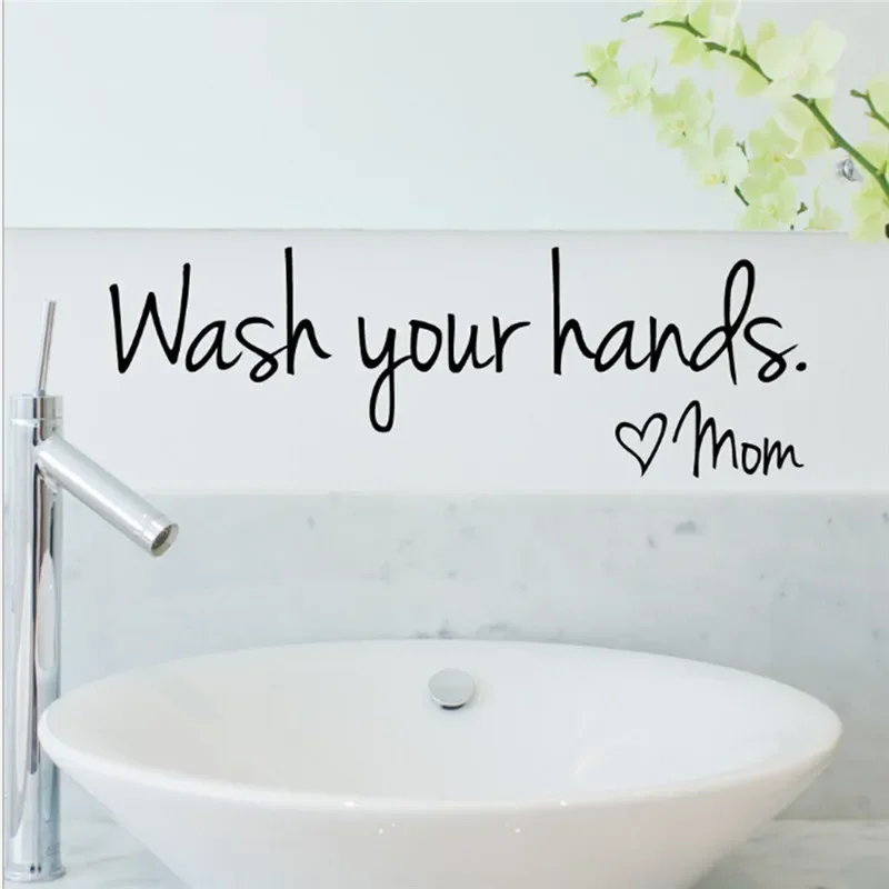 Toilet Bathroom Wall Sticker Waterproof Art Vinyl Decal Bathroom Wall Decor Bathroom Decoration Wall Poster Wash Your Hands Mom