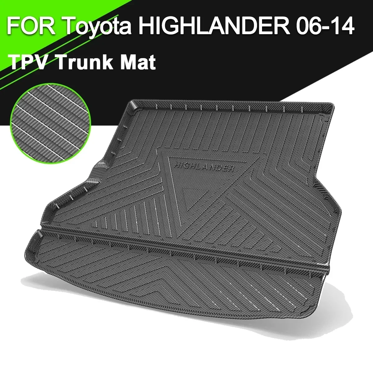 

Car Rear Trunk Cover Mat TPV Waterproof Non-Slip Rubber Cargo Carbon Fiber Pattern Liner For Toyota HIGHLANDER 2006-2021