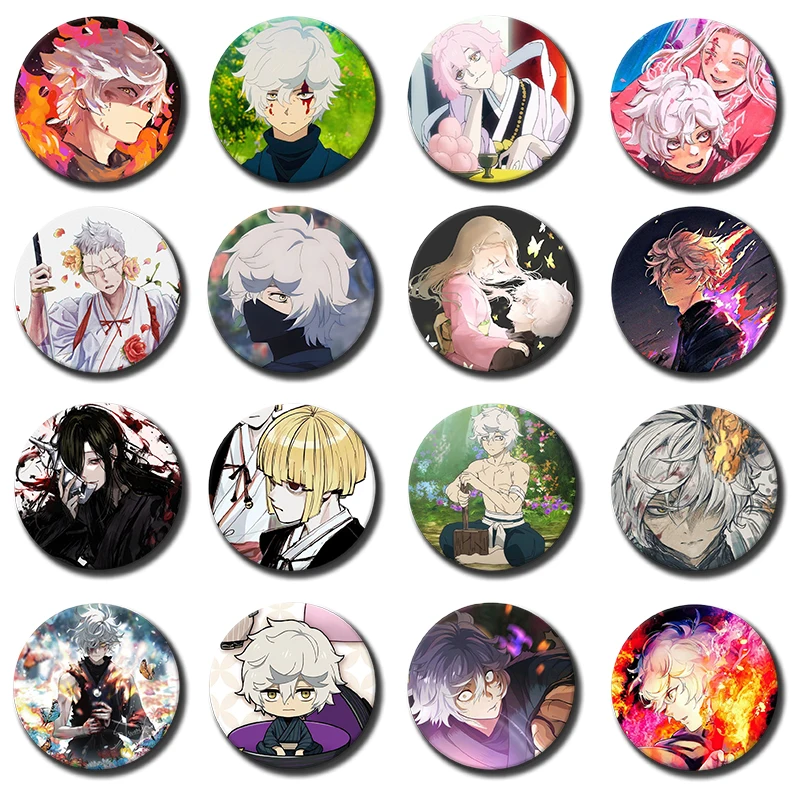 H-Hell's Paradise Anime Peripheral Round Brooch Clothes Bag Jewelry Accessories Cartoon Button Badge Gabimaru Enamel Pins Gifts