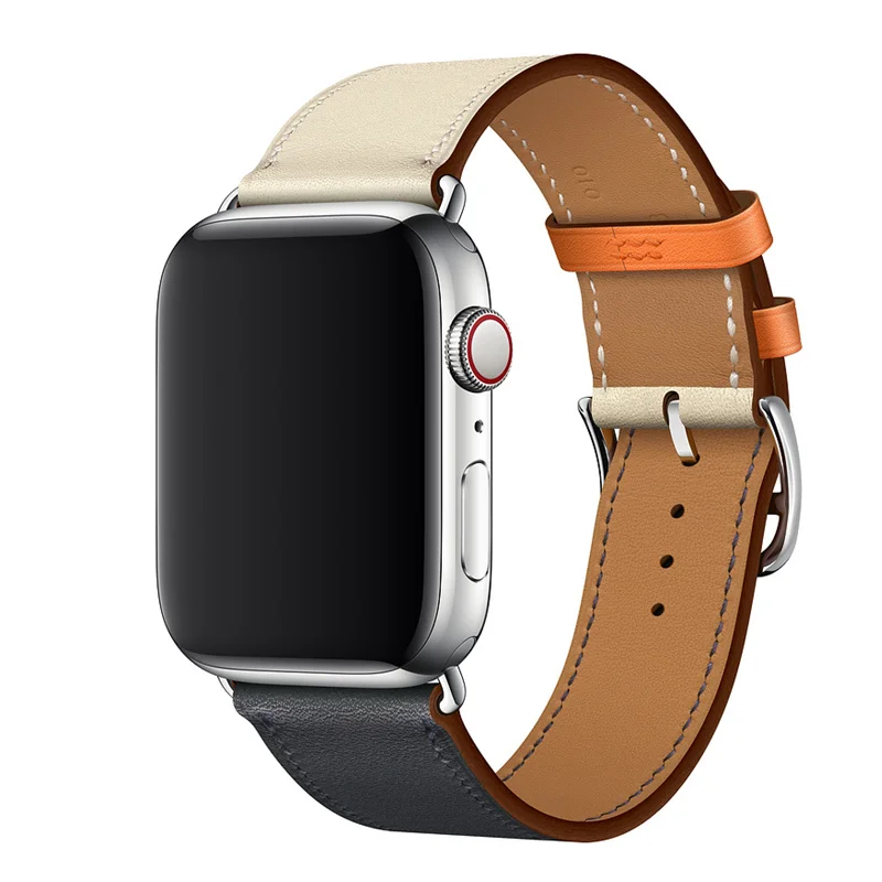 Single tour for Apple watch band 44mm 40mm 45mm 41mm 49mm 42mm Genuine Leather bracelet iWatch series 3 4 se 6 7 8 ultra 2 strap image 2