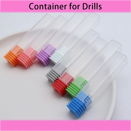 Contenedor de 10 piezas para brocas de uñas, agujero de 2,35mm, 8 colores
