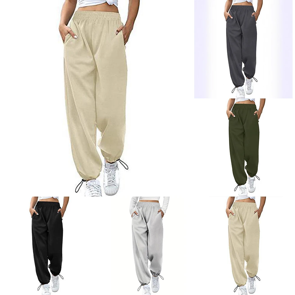 2025 신상 여성 바지 캐주얼 스포츠 팬츠 드로스트링 롱 스웨트팬츠 레그 바인딩 팬츠