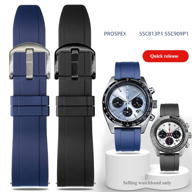 

Ремешок резиновый для мужских спортивных часов Seiko пр. SSC909P1 SSC813P1, силиконовый браслет для дайвинга, аксессуары для часов, 20 мм