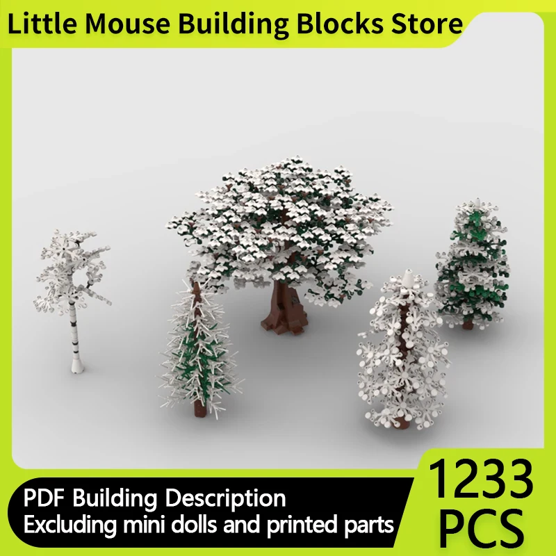 City Street View Model MOC Building Bricks Forest Winter Tree Bundle Modular Technology Gift Holiday Assemble Children Toys Suit