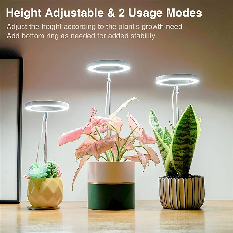 ABKO-Grow Lights per piante da interno, luce per piante Halo a LED a spettro completo con timer automatico regolabile in altezza del supporto, per piante