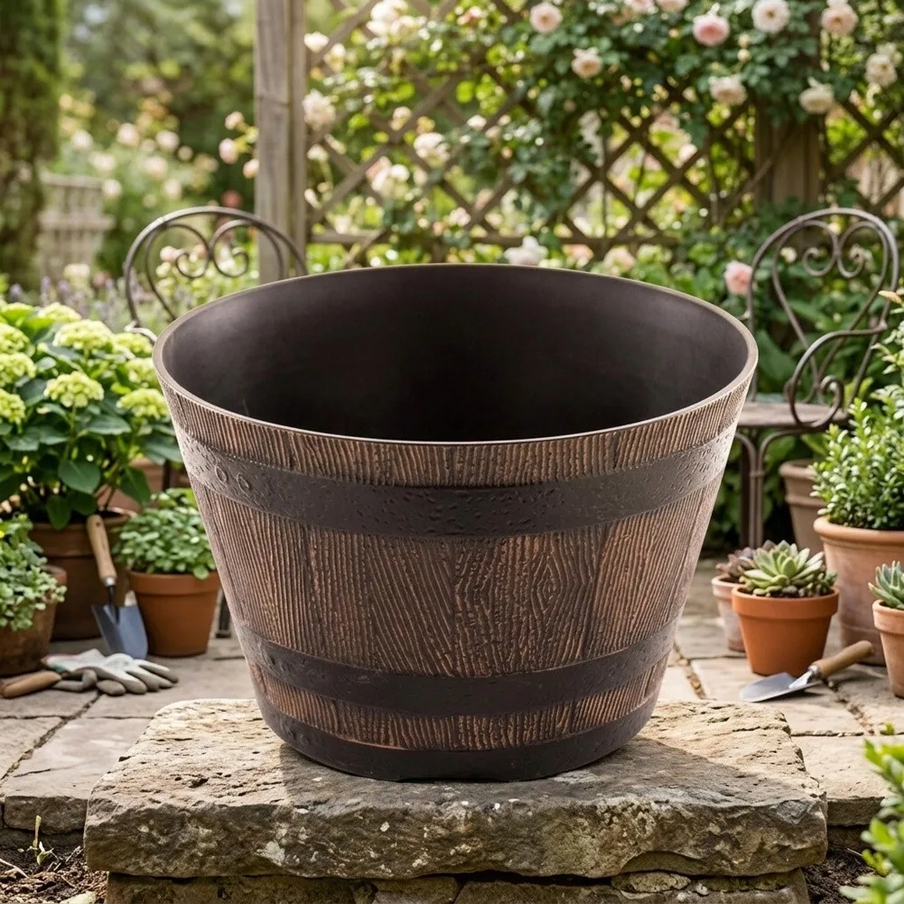 for succulent Flowerpot Basin Cylinder Flower Pot 1pc Accessories Imitation Wooden Replacement Practical for succulent
