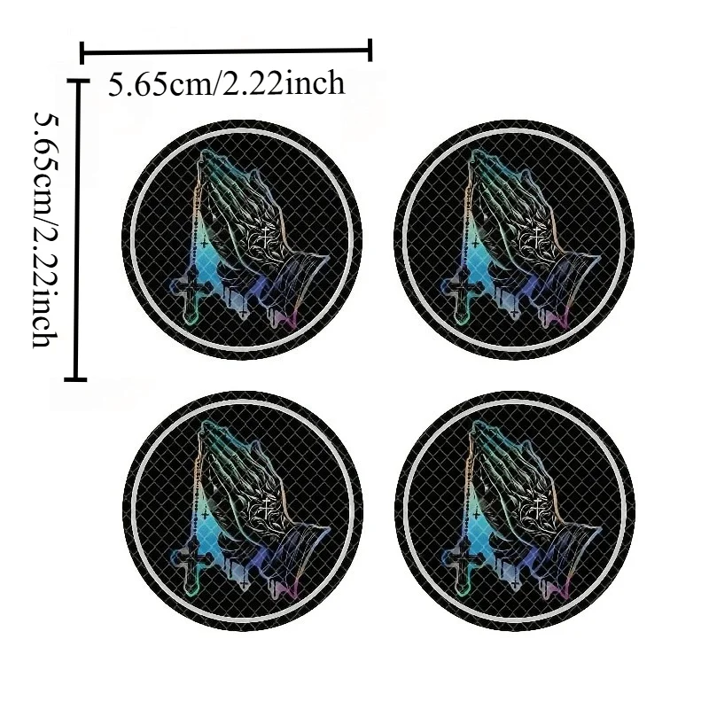 Praying Hands Holographic Hub Cap Sticker Round Religious Vinyl Decal Self-adhesive Car Wheel Center Cap Decoration