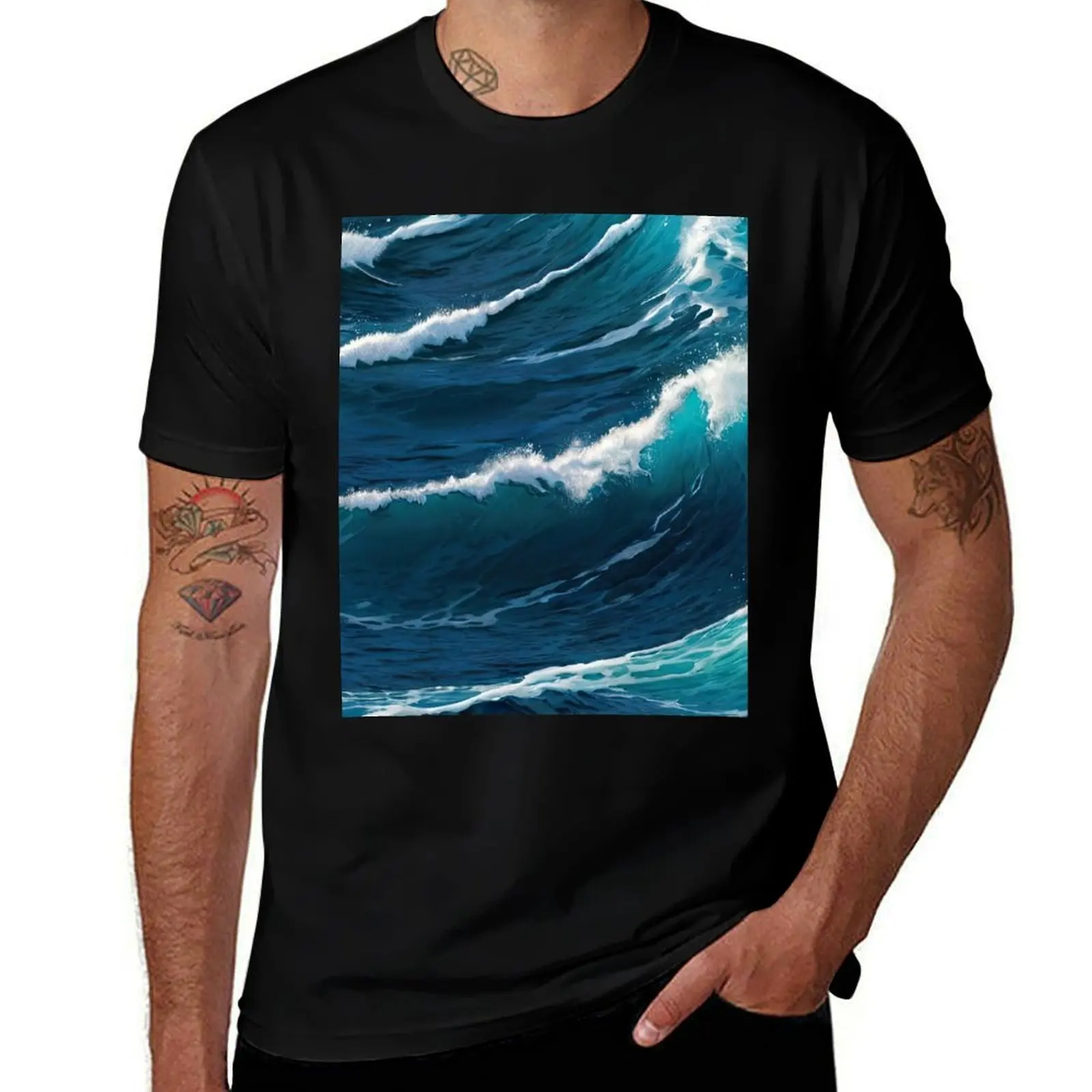 

Blue Ocean Waves T-Shirt tshirts personalised sports fans summer clothes Louboutins mens white t shirts