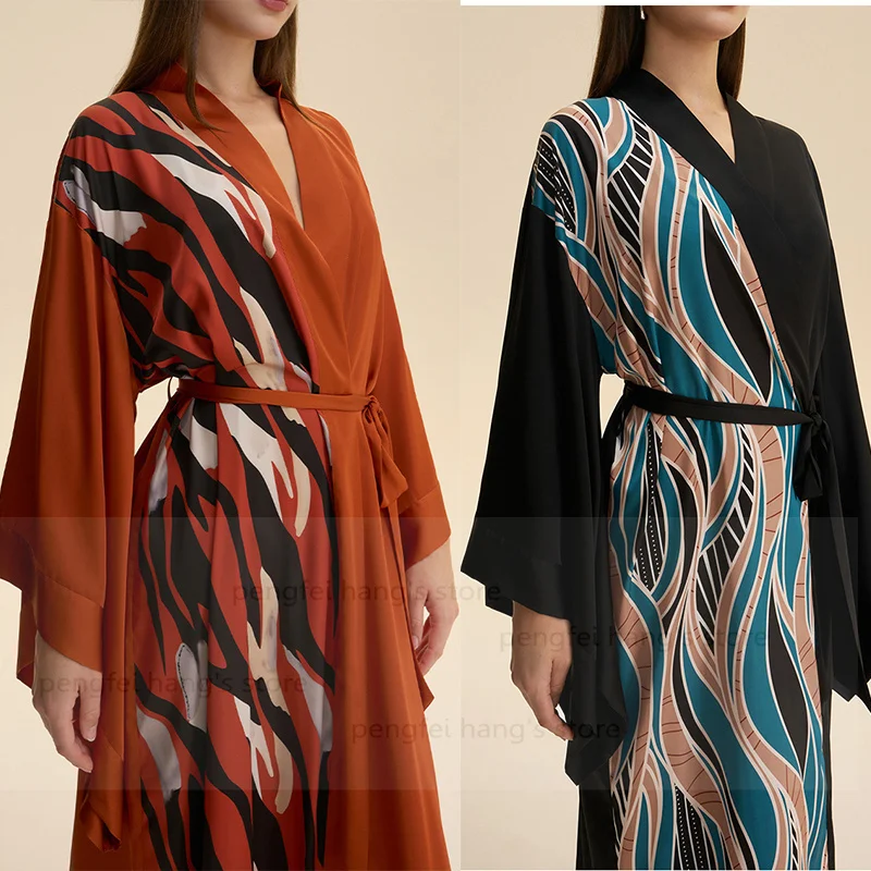 

Осень 2024, новая мода, кимоно, халат, женская пижама с большими рукавами, ночная рубашка больших размеров, повседневная одежда для дома, одежда для сна