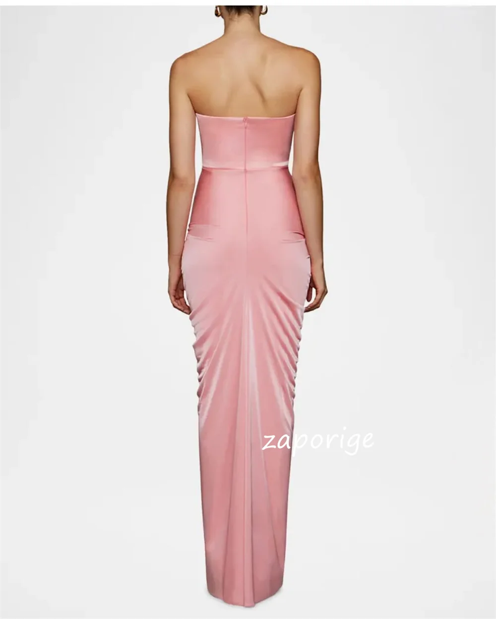 Maßgeschneiderte Veloursfalte, gerüschte Etui-Linie, herzförmige lange Kleider, maßgeschneiderte Anlässe, Party, Mode, hohe Qualität