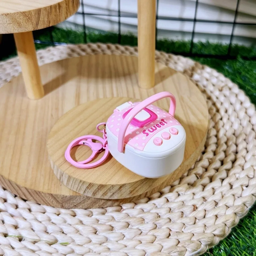 Portable Plastic Rice Cooker Keychain Cartoon Funny Voice Recorder Keychain Cute Simulation Kitchen for Car Key Chains